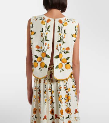 Lemon Bouquet linen-blend top | Farm Rio