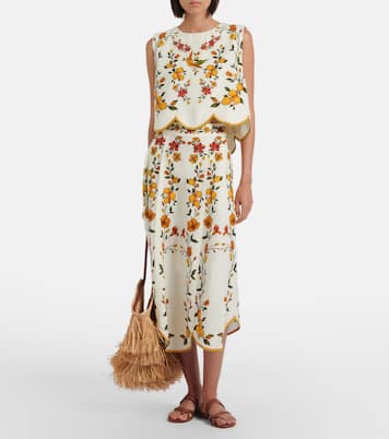 Lemon Bouquet linen-blend top | Farm Rio
