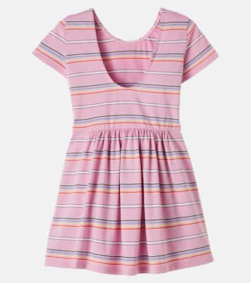 Logo striped cotton jersey dress | Versace Kids