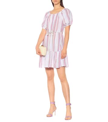Cinthia striped linen-blend minidress | Velvet