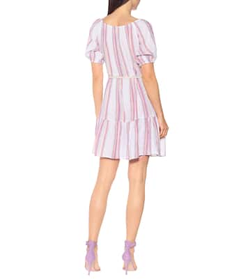 Cinthia striped linen-blend minidress | Velvet