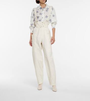 Pantalon Ekla à taille haute en lin et coton | Isabel Marant