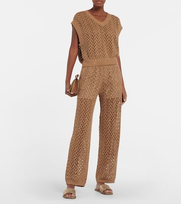 Pull sans manches en coton, lin et soie | Brunello Cucinelli