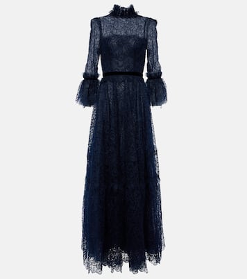 Vestido de fiesta de encaje con volantes | Costarellos