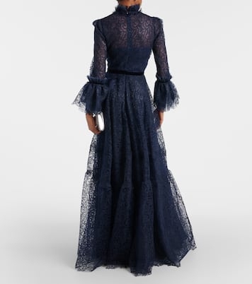 Vestido de fiesta de encaje con volantes | Costarellos