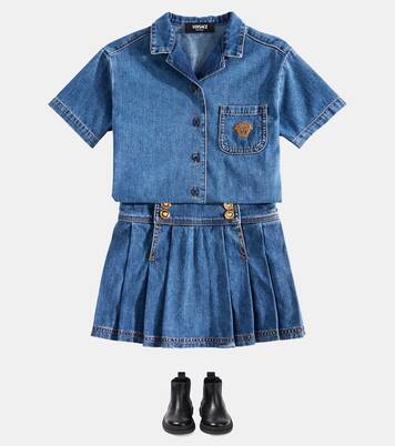 Gonna di jeans a pieghe | Versace Kids