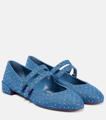 Sweet Jane embellished denim Mary Jane flats | Christian Louboutin
