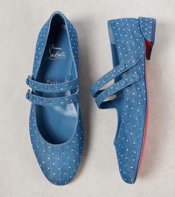 Sweet Jane embellished denim Mary Jane flats | Christian Louboutin