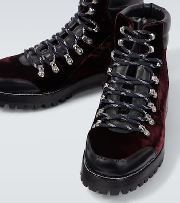 Janka leather-trimmed velvet combat boots | Manolo Blahnik