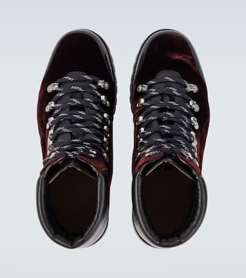Janka leather-trimmed velvet combat boots | Manolo Blahnik