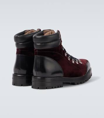 Janka leather-trimmed velvet combat boots | Manolo Blahnik