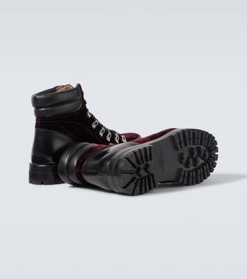 Janka leather-trimmed velvet combat boots | Manolo Blahnik