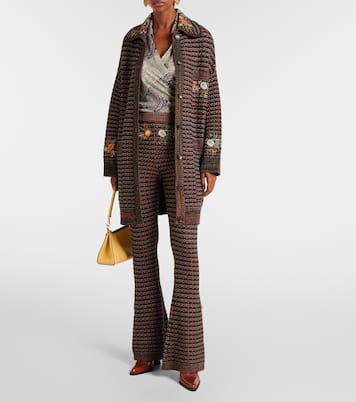 Pantaloni flared in maglia con ricamo | Etro