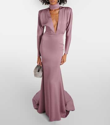 Abito lungo in crêpe di raso | Alex Perry