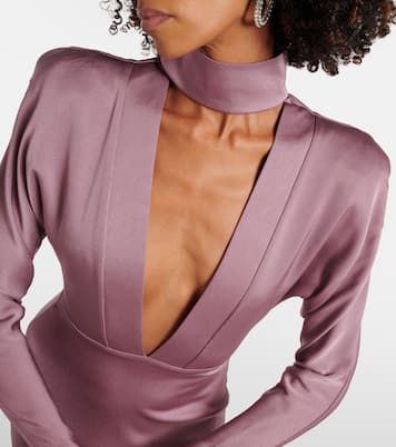 Abito lungo in crêpe di raso | Alex Perry