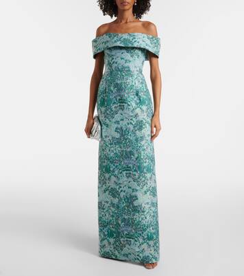 Robe longue Clover en brocart à fleurs | Markarian