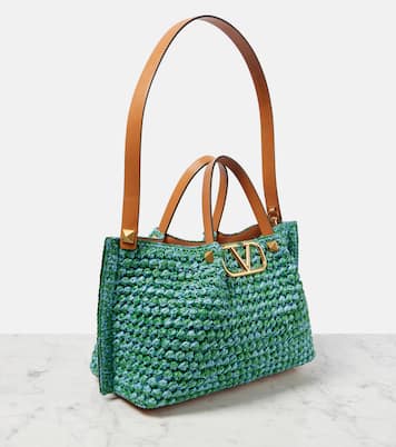 VLogo Medium raffia-effect tote bag | Valentino Garavani