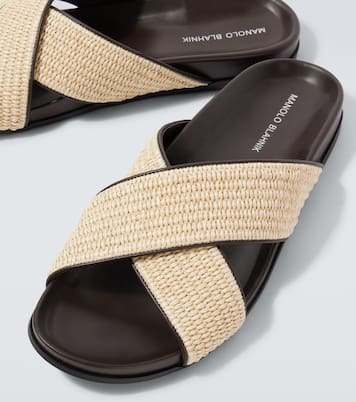 Sandali Chiltern in rafia con pelle | Manolo Blahnik
