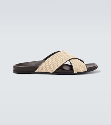 Sandali Chiltern in rafia con pelle | Manolo Blahnik