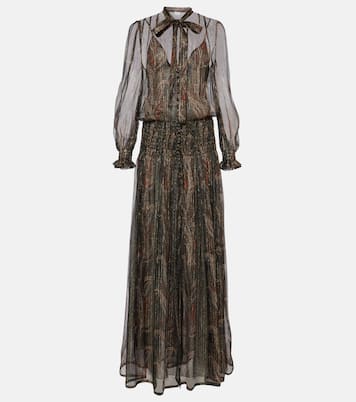 Paisley silk-blend crepon maxi dress | Saint Laurent