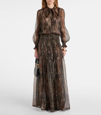 Paisley silk-blend crepon maxi dress | Saint Laurent