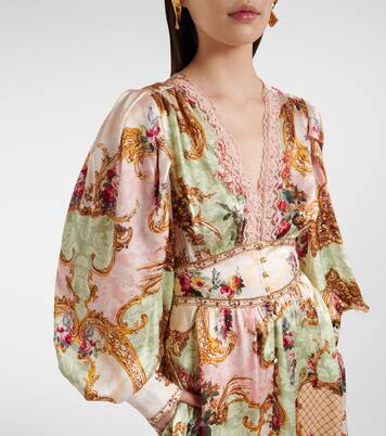 Robe longue imprimée en soie à ornements | Camilla