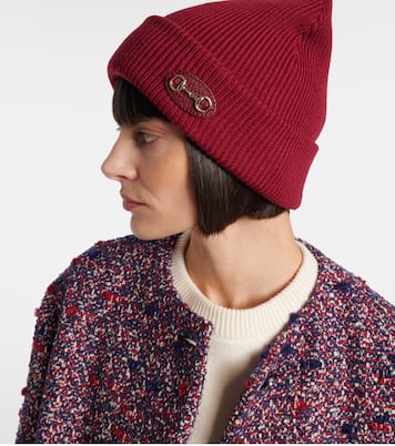 Gorro acanalado de lana con Horsebit | Gucci