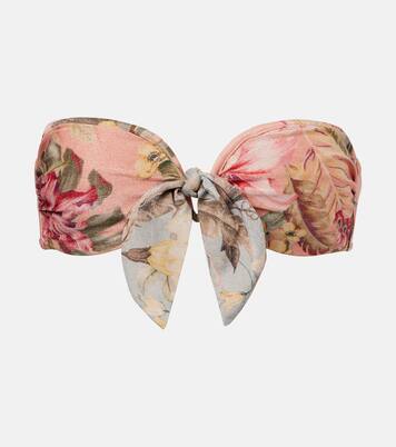 Coco bow-detail floral bikini top | Zimmermann