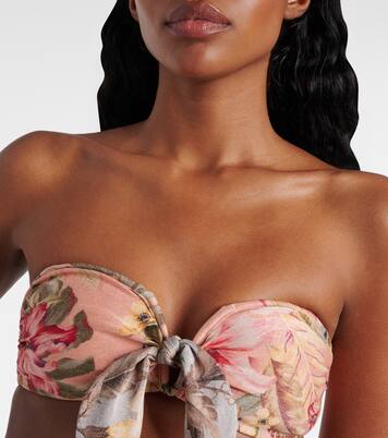 Coco bow-detail floral bikini top | Zimmermann