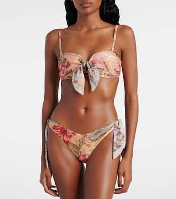 Coco bow-detail floral bikini top | Zimmermann