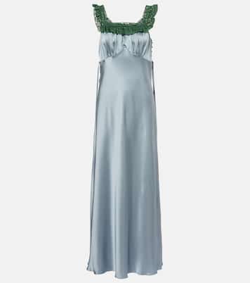 Maxikleid aus Seidensatin mit Spitze | Chloé