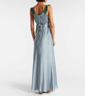 Maxikleid aus Seidensatin mit Spitze | Chloé