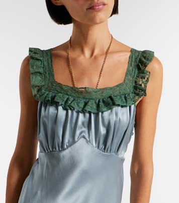 Maxikleid aus Seidensatin mit Spitze | Chloé