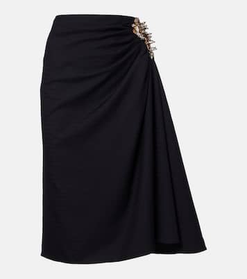 Embellished draped wool midi skirt | Dries Van Noten