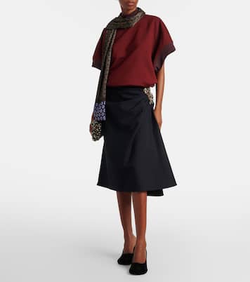 Embellished draped wool midi skirt | Dries Van Noten