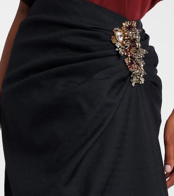 Embellished draped wool midi skirt | Dries Van Noten