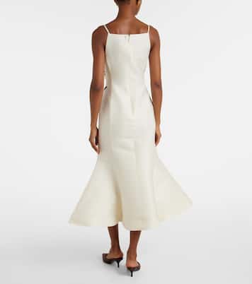 Regina floral wool and silk midi dress | Leo Lin