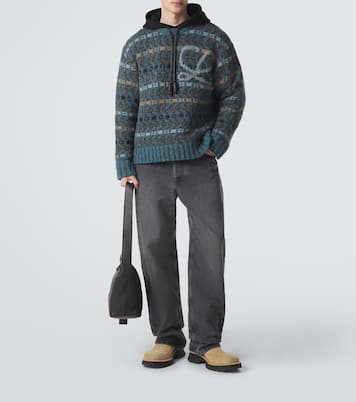 Pull en laine mélangée en intarsia et à logo | Loewe
