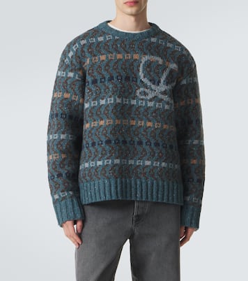 Pull en laine mélangée en intarsia et à logo | Loewe
