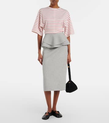 Ruffled cotton-blend midi skirt | Plan C