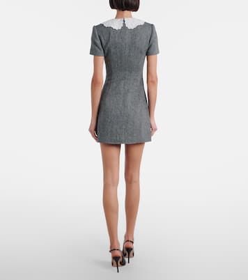 Herringbone wool-blend minidress | Self-Portrait