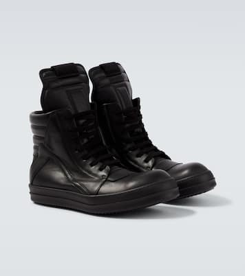 Geobasket leather high-top sneakers in black - Rick Owens | Mytheresa