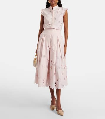 Top brodé en coton mélangé à fleurs | Erdem