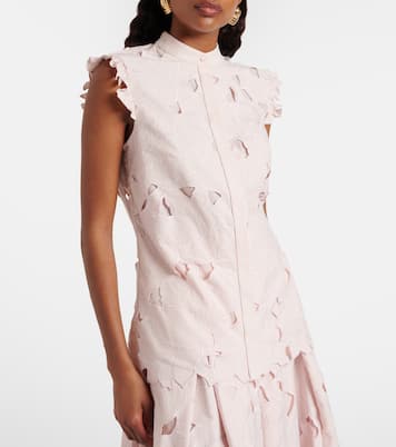 Top brodé en coton mélangé à fleurs | Erdem