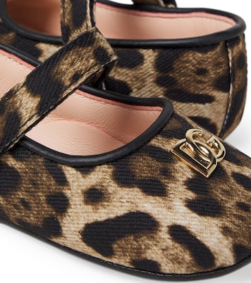 Baby leather-trimmed leopard-print ballet flats | Dolce&Gabbana Kids