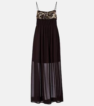 Sequined chiffon maxi dress | Xu Zhi