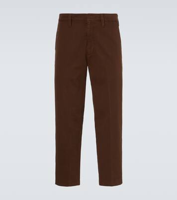 Cropped cotton gabardine slim pants | Prada