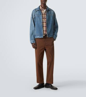 Cropped cotton gabardine slim pants | Prada
