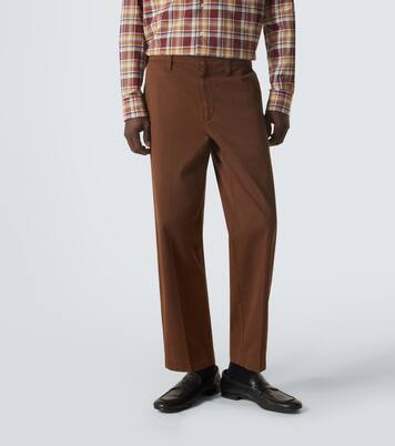 Cropped cotton gabardine slim pants | Prada