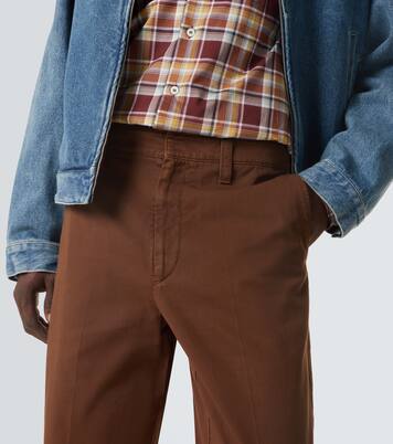 Cropped cotton gabardine slim pants | Prada